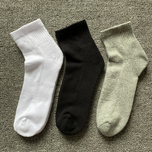10双25元 毛巾底运动袜黑白吸汗纯色短袜纯棉防臭跑步袜 男女夏季