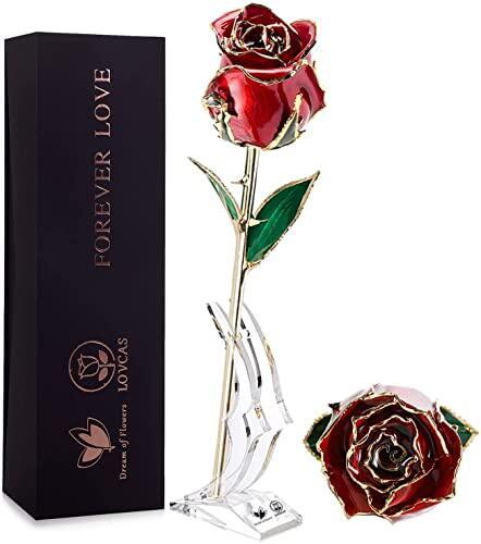 aniversity gifts for women  24k golden rose long stem 24k go