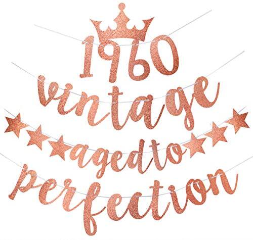 yoaokiy rose gold 60th birthday banner party decorations - g