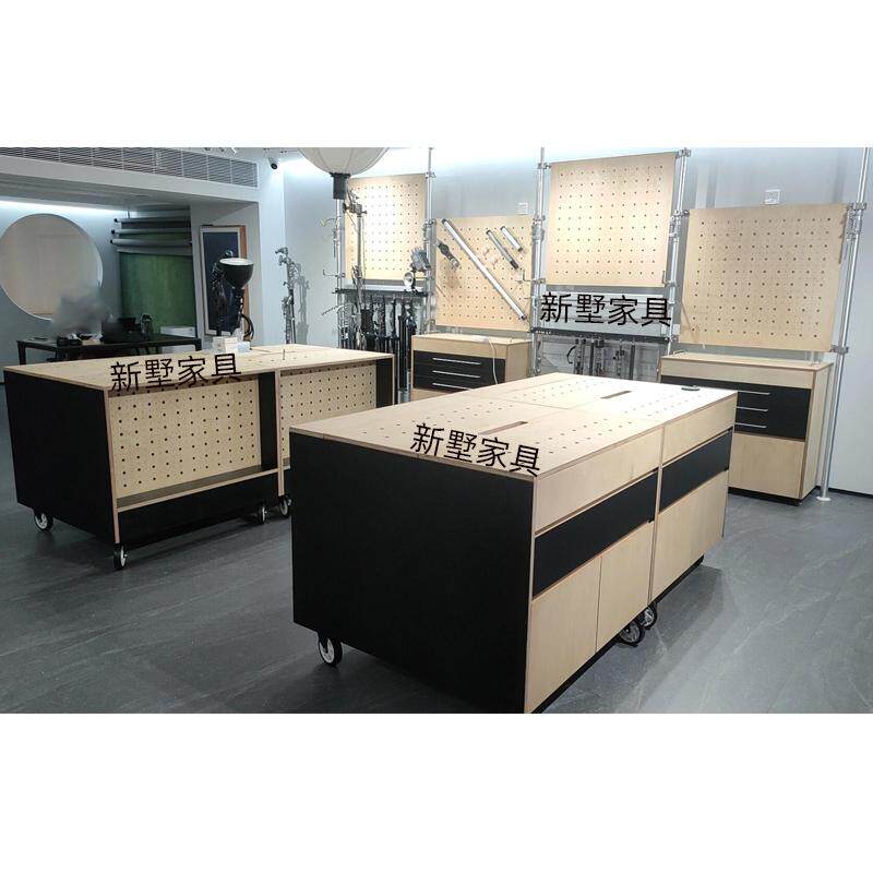 北欧桦木中岛流水台展示柜服装店多功能抽屉展柜洞洞板收纳柜橱柜