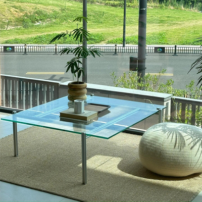 极简铝型材玻璃茶几咖啡厅奶茶店休闲洽谈桌茶台阳台透明方桌茶桌