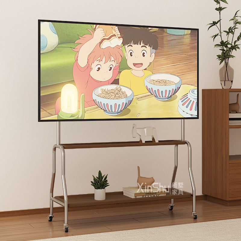 电视落地支架可移动不锈钢立式带轮推车客厅卧室43-75寸通用挂架