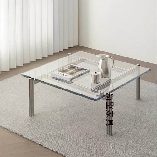 中古玻璃茶几客厅沙发边几角几民宿装饰边桌矮桌咖啡桌透明桌茶桌
