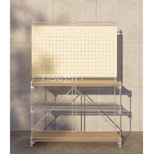 中古洞洞板展示服装店中岛陈列架鞋子包包饰品展架商用橱窗置物架