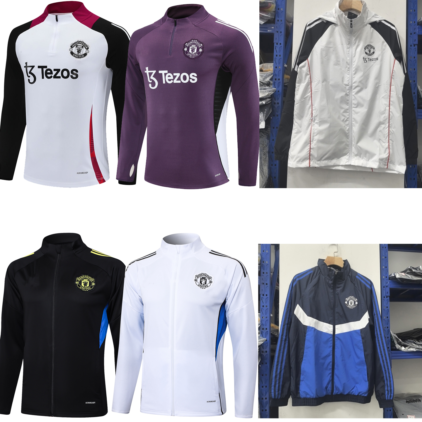 2526力曼联训练服长袖球衣背心成人儿童足球风衣夹克外套队服套装