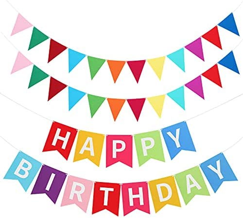 rainbow birthday banner colorful happy birthday bunting garl