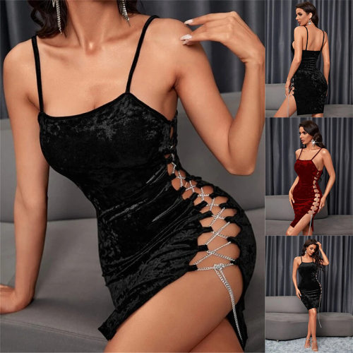 women's new tight side lace-up dress sexy suspender skirt