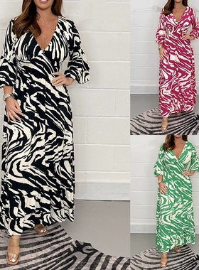 Printed loose casual long dress woman