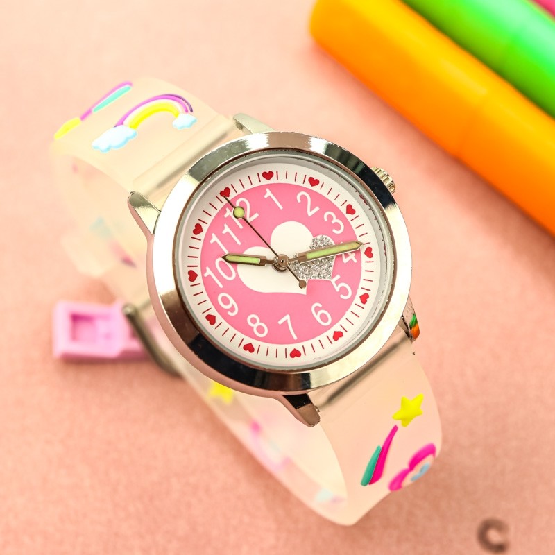 可爱粉钻爱心儿童手表小学生3-9岁小朋友透明带电子表女孩百搭表,手表,国产腕表,淘宝优惠券,粉丝福利购,淘宝优惠卷