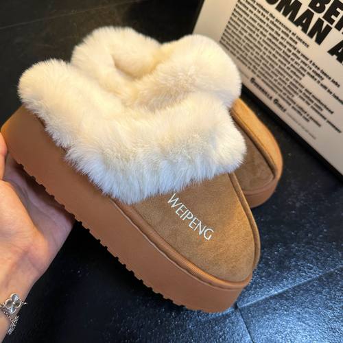 2025年新款棉拖鞋秋冬季皮毛一体半拖厚底外穿防滑时尚百搭室内