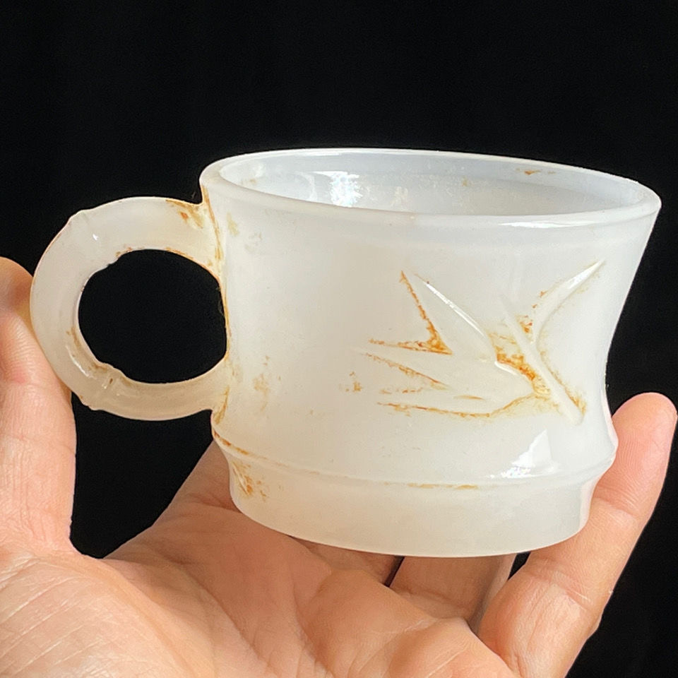 古玩捡漏乾隆年制明清古董玉石高茶杯