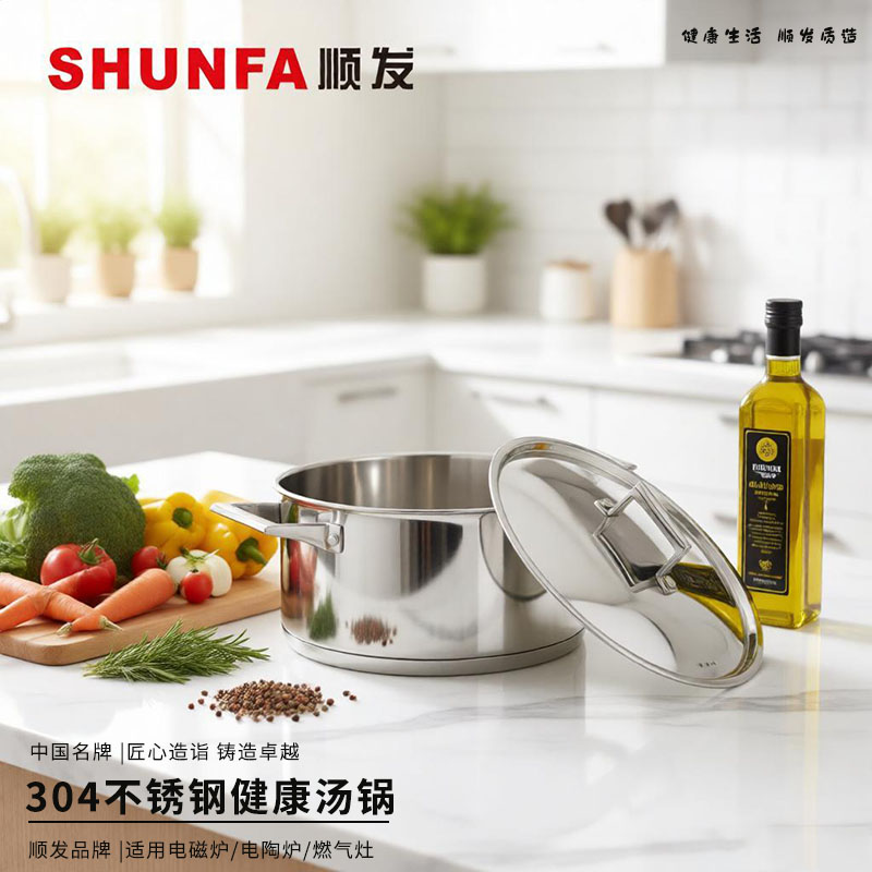 顺发304不锈钢健康通用汤锅
