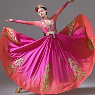 新疆舞蹈演出服表演服维族艺考舞蹈裙少数民族服装 女维吾族舞服饰