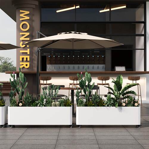 可移动户外铁艺花箱组合奶茶店休闲餐厅商业广场带轮外摆隔断花槽