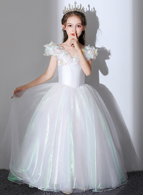 儿童钢琴演出服洋气花童蓬蓬婚纱生日主持人灰姑娘公主裙女童礼服