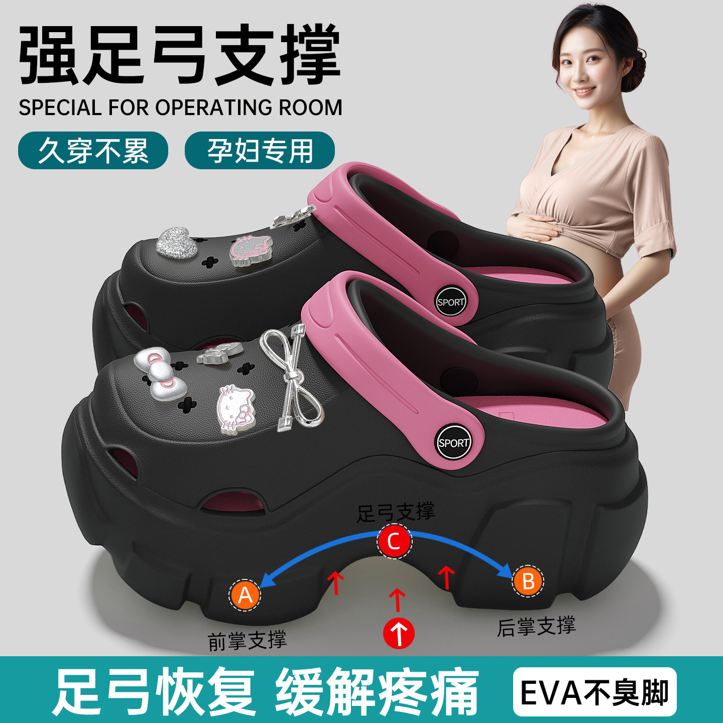 孕妈推荐防滑洞洞鞋女夏季外穿图片