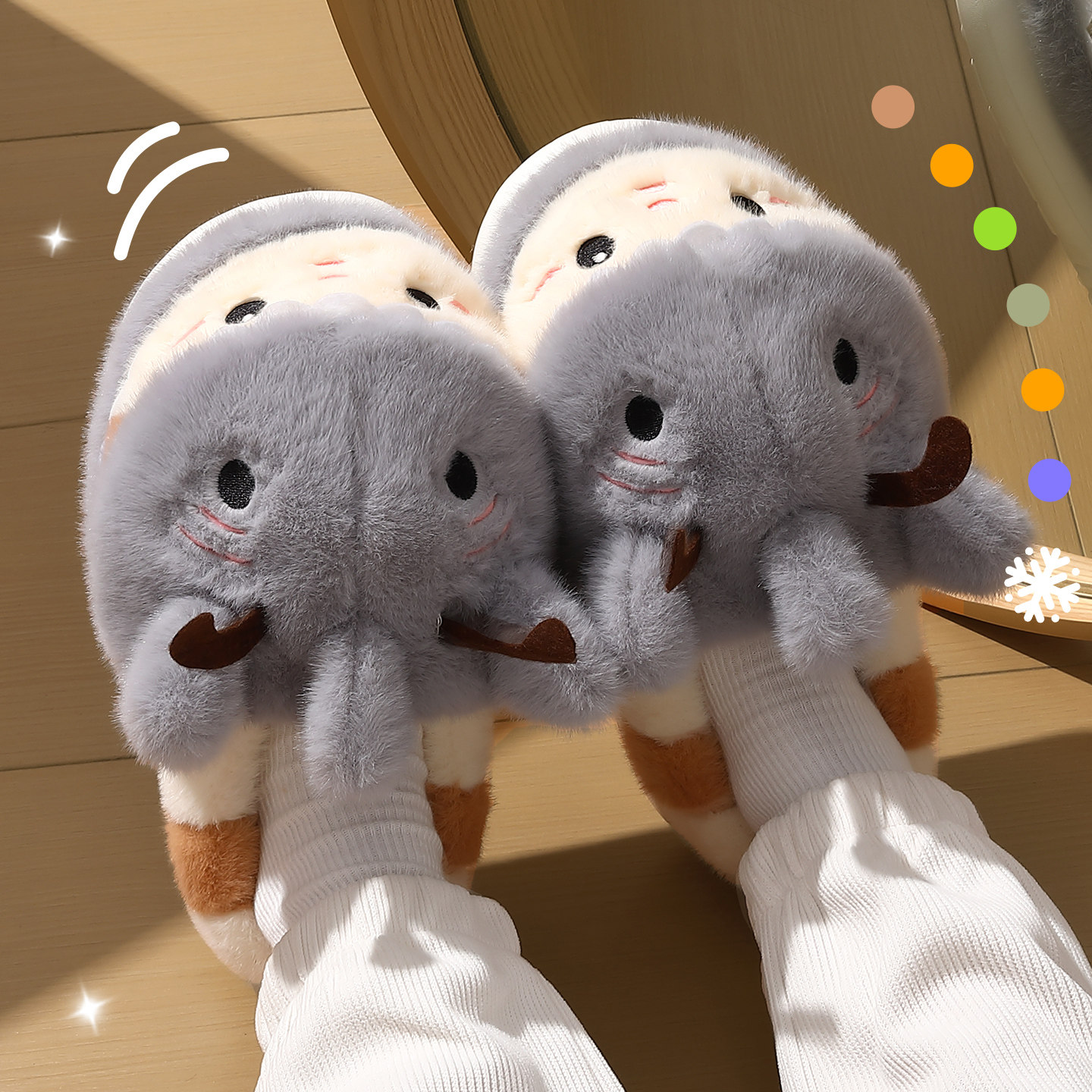 可爱鲨bee棉拖鞋女冬季25新款