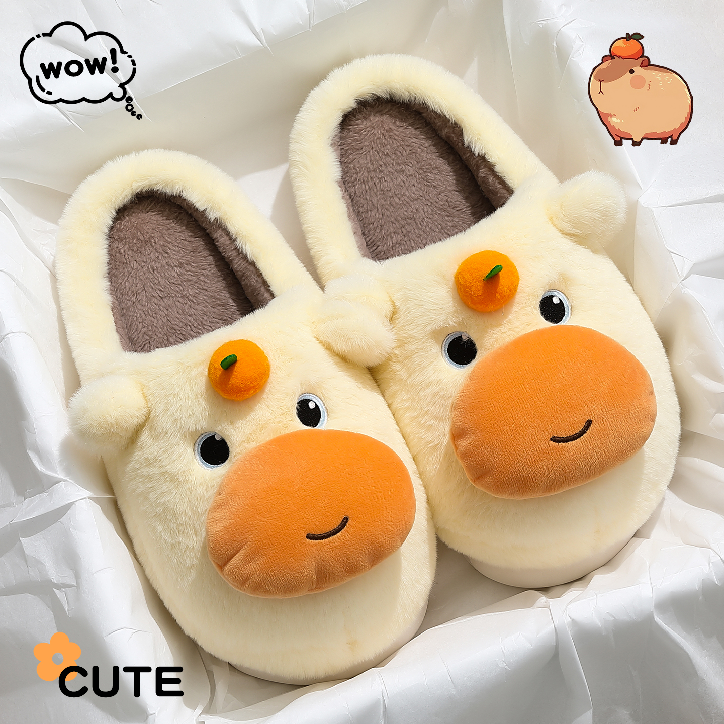 卡通水豚棉拖鞋女款2025新款