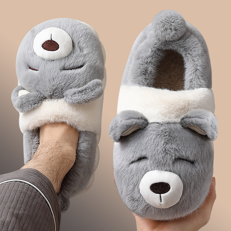 2025新款男士毛绒保暖包跟棉拖鞋