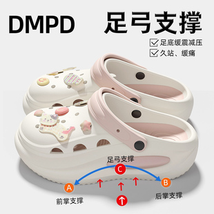 外穿 厚底防滑洞洞鞋 女款 沙滩足弓支撑eva防臭踩屎感包头凉鞋 夏季