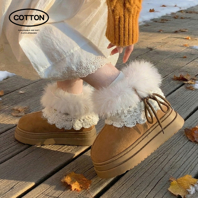 费尔岛加绒毛增高保暖女士雪地靴