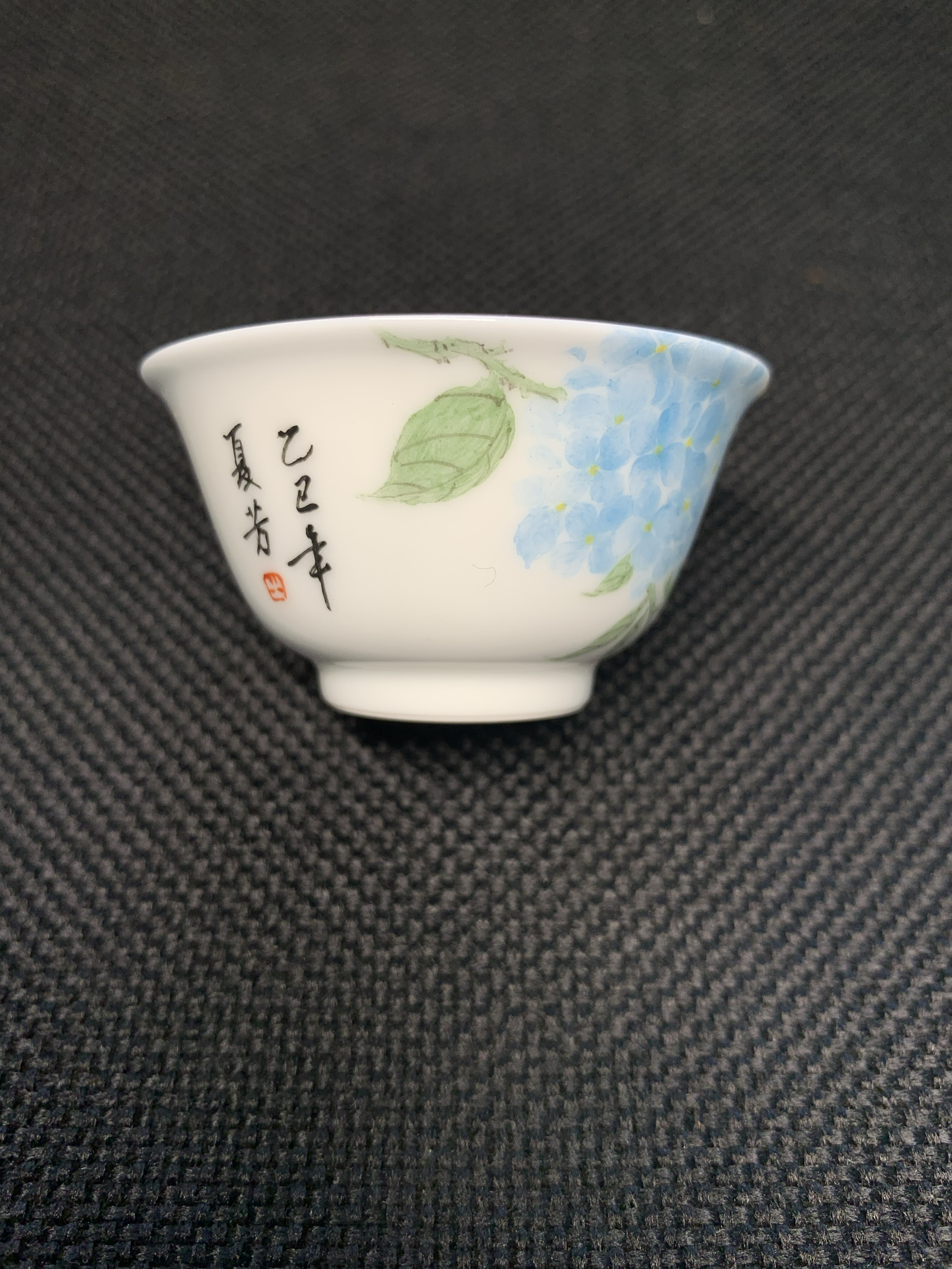 景德镇高陶瓷美术师夏芳手绘釉上彩绣球花主人杯闻香杯35ml包邮