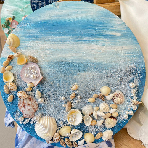 贝壳肌理画diy材料包+送透明支架