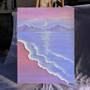 石英砂肌理画diy材料工具包手绘手工丙烯数字油画梦幻海湾装 饰画