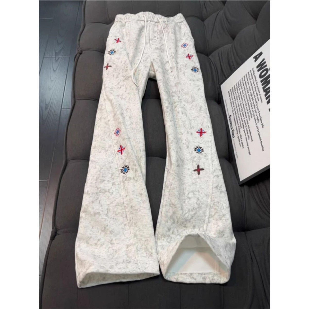 高街微喇裤子男扎染小众卫裤春秋潮流街舞长裤宽松直筒阔腿休闲裤,男装,休闲裤,淘宝优惠券,粉丝福利购,淘宝优惠卷