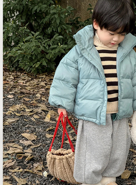 儿童2026冬季韩版羽绒服男童纯色加厚面包服宝宝时尚百搭保暖外套