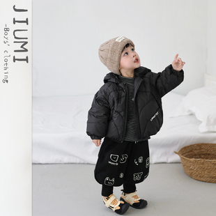 男宝加厚保暖羽绒服套装 潮 儿童连帽百搭面包服男童卡通印花打底衫