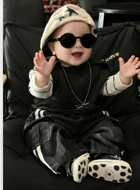 婴幼儿春季新款韩版套装男宝宝休闲百搭无袖马甲男童牛仔裤三件套