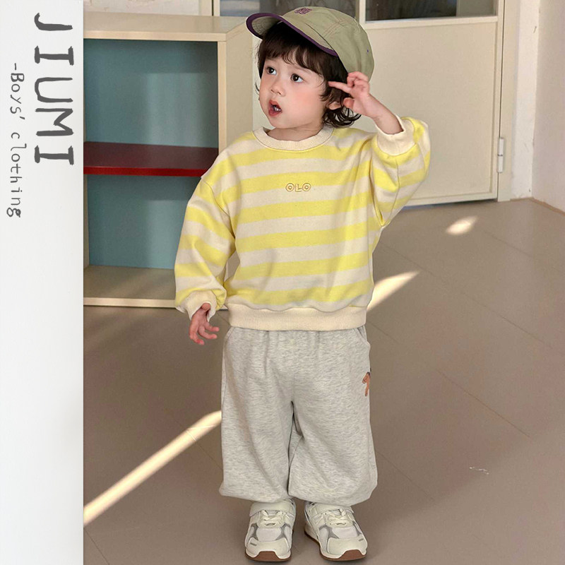 男宝宝2026新款休闲百搭春装男童条纹卫衣卫裤儿童运动风新潮套装,童装/婴儿装/亲子装,套装,淘宝优惠券,粉丝福利购,淘宝优惠卷