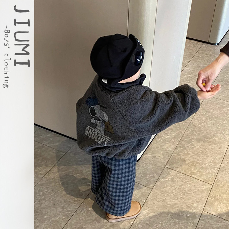 儿童冬季新款棉衣夹克套装宝宝加绒印花上衣男童复古格子拖地裤潮,童装/婴儿装/亲子装,套装,淘宝优惠券,粉丝福利购,淘宝优惠卷