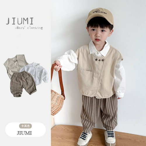 JIUMI韩范穿搭薄款衬衫马甲套装