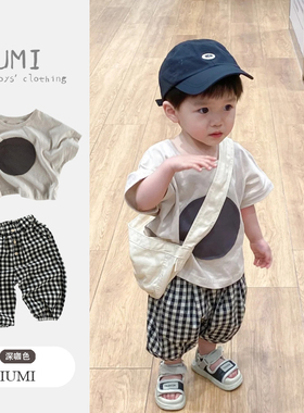 男童夏季套装男宝宝帅气宽松半袖t恤2儿童阔腿七分裤男孩夏装童装