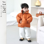 儿童冬季 上衣冬装 纯色羽绒服套装 宝宝加厚保暖外套男童白鸭绒短款