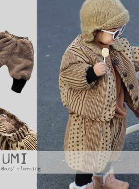 男童冬季加绒森系套装2026新款男宝宝百搭小脚棉裤子韩版个性外套