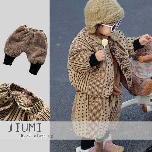 JIUMI男童冬季加绒棉服棉裤套装