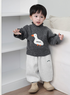 男童秋冬韩版卡通毛衣儿童休闲百搭针织衫宝宝洋气保暖打底衫上衣