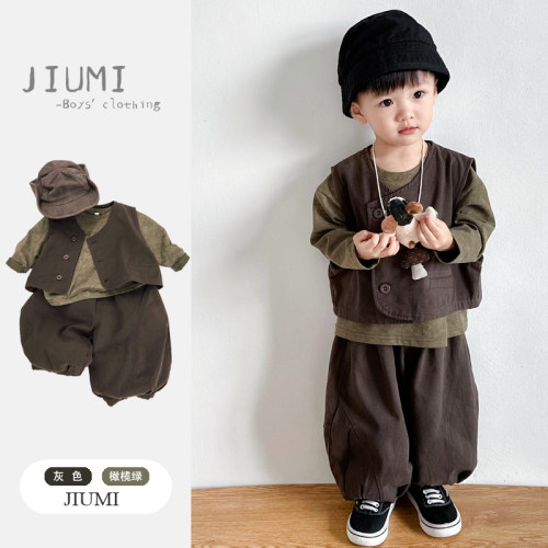 JIUMI超帅气男童马甲春装套装