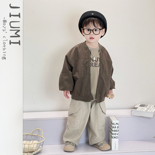 中小童休闲卫衣男宝宝工装 儿童春装 韩版 派克服套装 儿童日系外套 裤