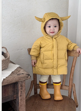 儿童冬季加厚羽绒服男童韩版衣服可爱童装男宝宝白鸭绒中长款外套