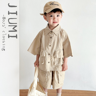 男童衬衫 套装 儿童休闲上衣中小童宽松工装 韩版 夏装 2025夏季 裤 童装