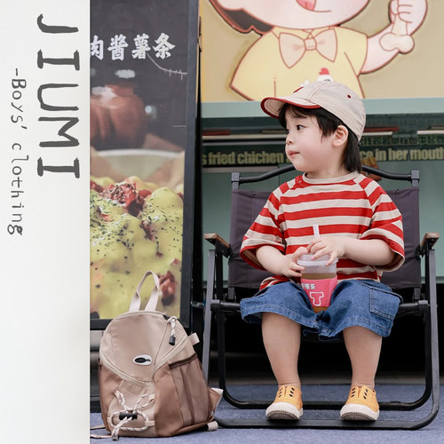 JIUMI童装夏季韩版条纹T恤套装
