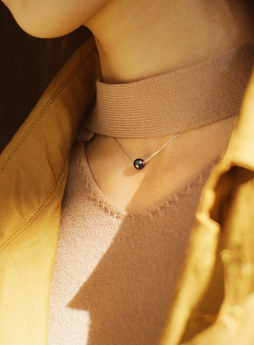 戴妮雅单颗黑珍珠项链迷你学生