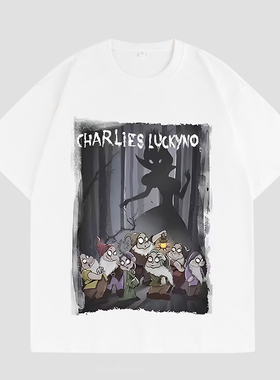 CHARLIES LUCKYNO七个小矮人童话潮牌艺术喷绘男女情侣款短袖T恤