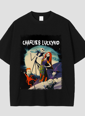 CHARLIES LUCKYNO美式潮牌艺术丑娃舞者重磅纯棉情侣款短袖T恤潮