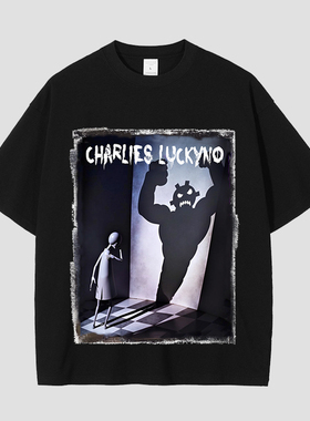 CHARLIES LUCKYNO欧美潮牌神秘力量美式重磅纯棉情侣款短袖T恤潮