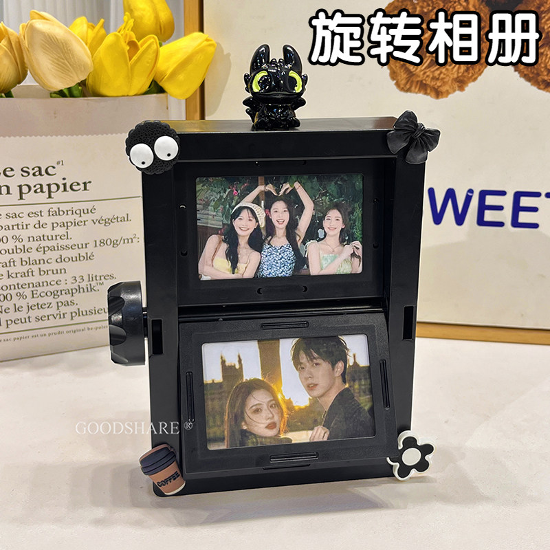 拍立得相册旋转翻页相框桌面创意摆台3寸照片小卡收纳框闺蜜礼物